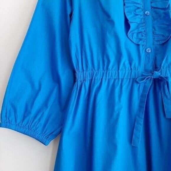 GUILLAUME Shirt Midi Dress w/ Scalloped Eyelet Hem Blue Sz S - Picture 8 of 14